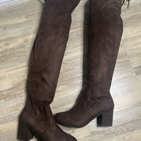 New Lane Bryant brown over the knee boots Block heel women’s 7w 7 wide width - Picture 7 of 11